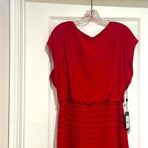 Adrianna Papell solid red mini dress